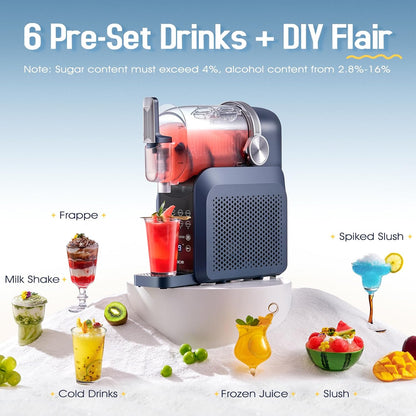 7-in-1 Slushie Machine for Home(88oz.),Countertop Slushy Maker with No Ice Needed, Auto-Clean,Frozen Drink,Margarita, Cocktail,Daiquiri,Frappe,Milkshake,and More Slush Smoothie(Blue)