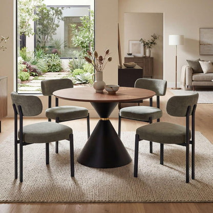 LukeAlon Chenille Dining Chairs Set of 6, Modern Upholstered Armless Kitchen Chairs with Black Metal Legs Curved Back Dining Room Chairs Reception Chair for Living Room Office, Green