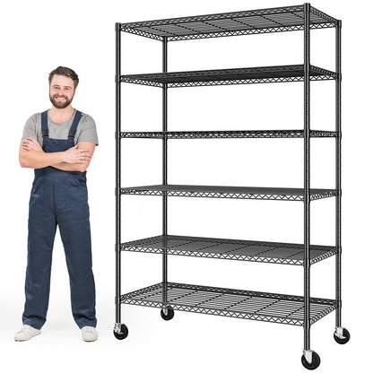 ROMORGNIZ 82" Adjustable Metal Storage Shelves with Wheels
