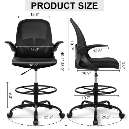 PRIMY Drafting Chair - Ergonomic Tall Office Chair with Lumbar Support