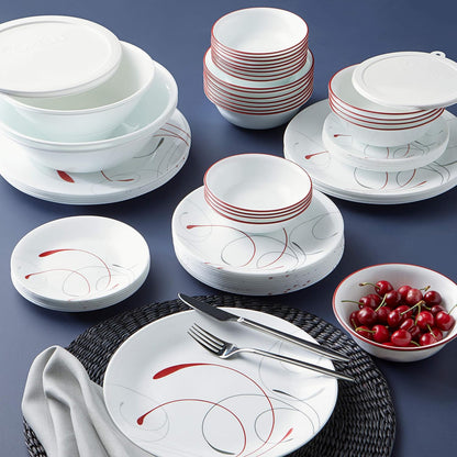 Corelle Vitrelle 78-Piece Service for 12 Dinnerware Set, Triple Layer Glass and Chip Resistant, Lightweight Round Plates and Bowls Set, Splendor