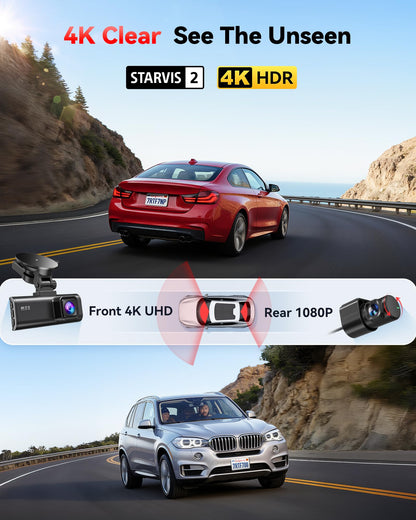 REDTIGER 4K Dash Cam Front Rear with GPS, Night Vision