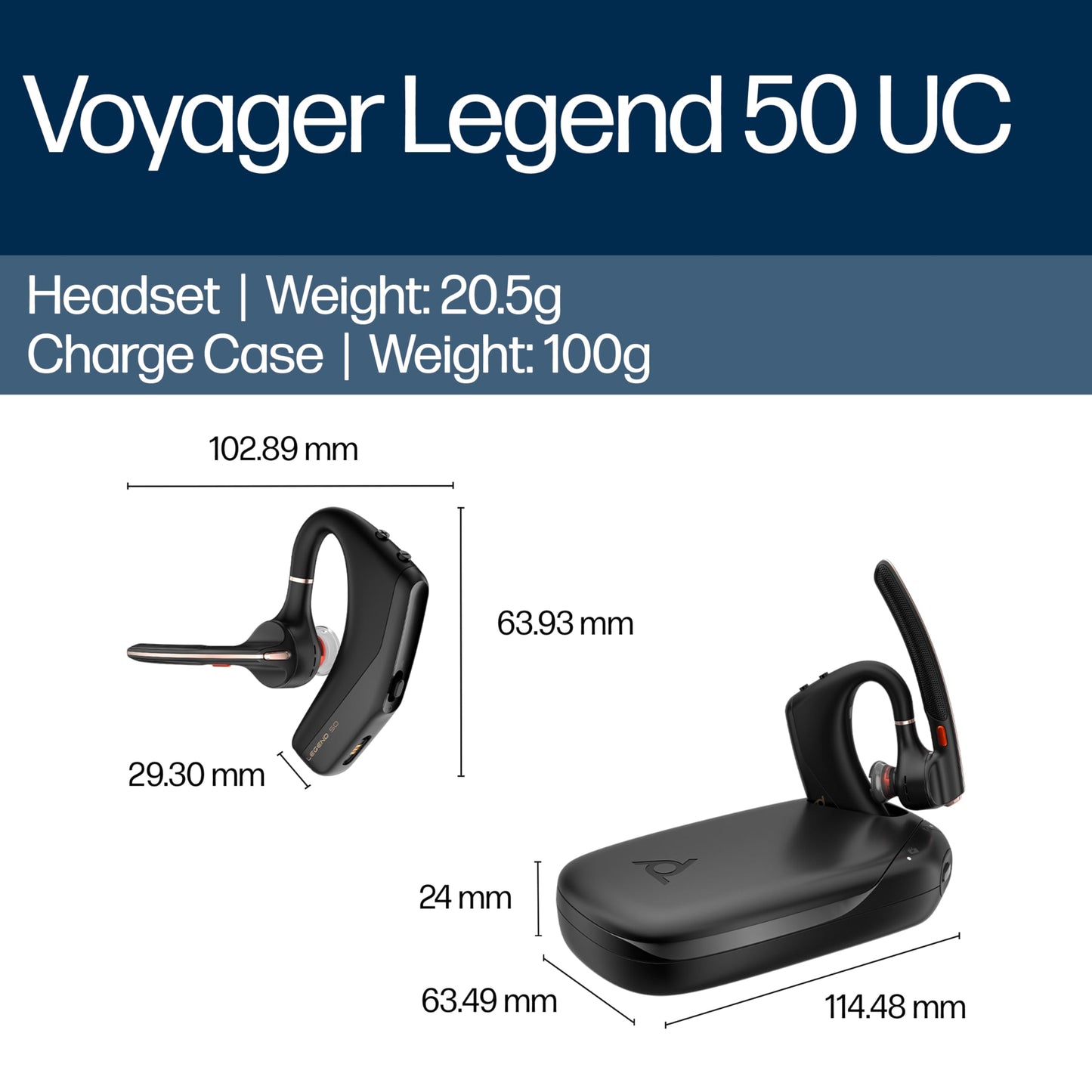 POLY Voyager Legend 50 UC Bluetooth Headset with Case