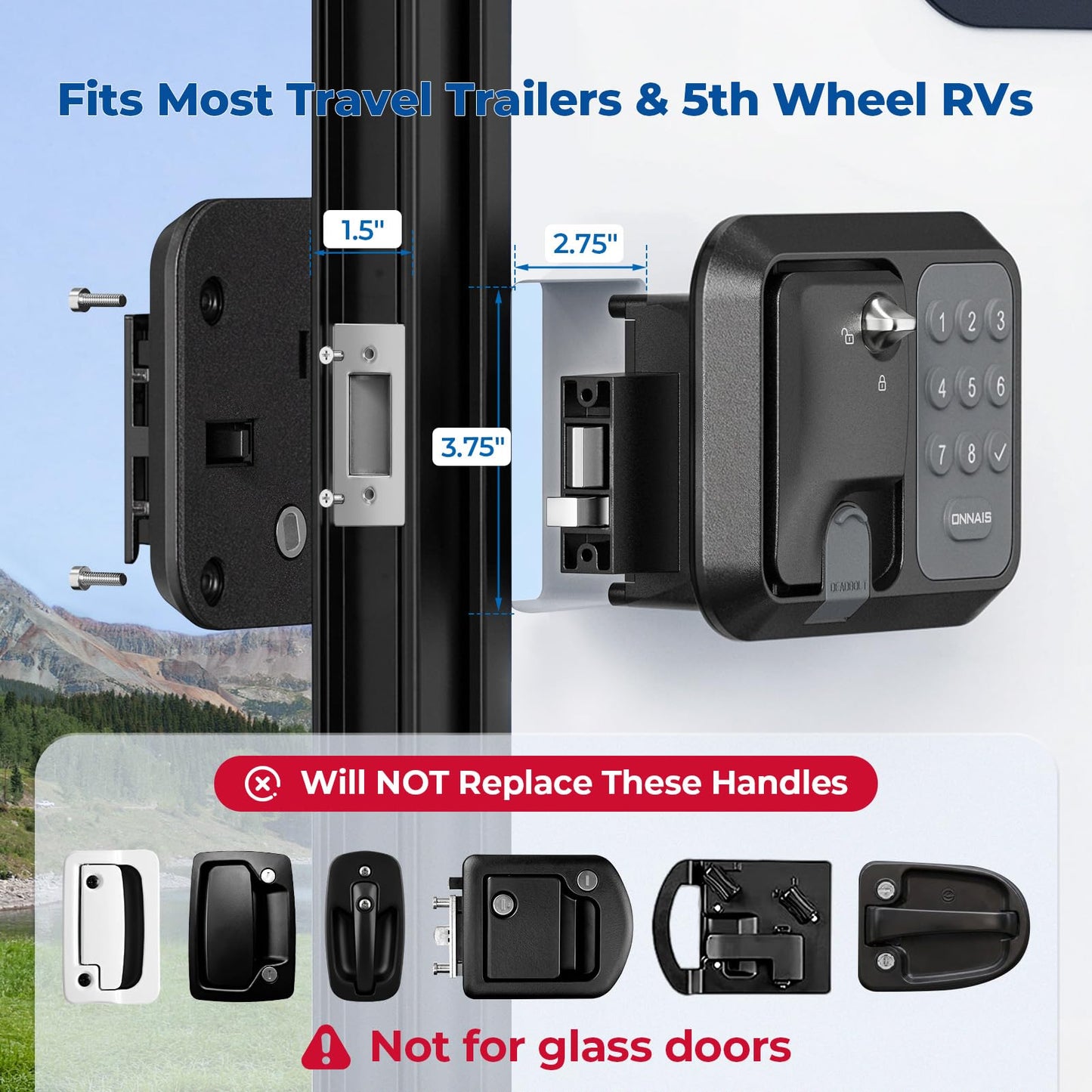 ONNAIS Full Metal RV Keyless Entry Door Lock with Remote