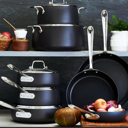 All-Clad HA1 Hard Anodized Nonstick (8-Piece) Pots and Pans Set Non Stick Cookware Sets, Oven Broiler Safe 500F, Black