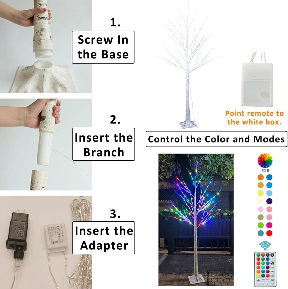 7ft 150 LED Colorful Birch Tree with Remote Control