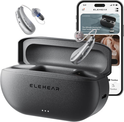 ELEHEAR-Beyond OTC Hearing Aids, AI Powered Speech Enhancement, Superior Sound Quality, Connectivity with iOS or Android Devices via Bluetooth 5.3, for Seniors and Adults