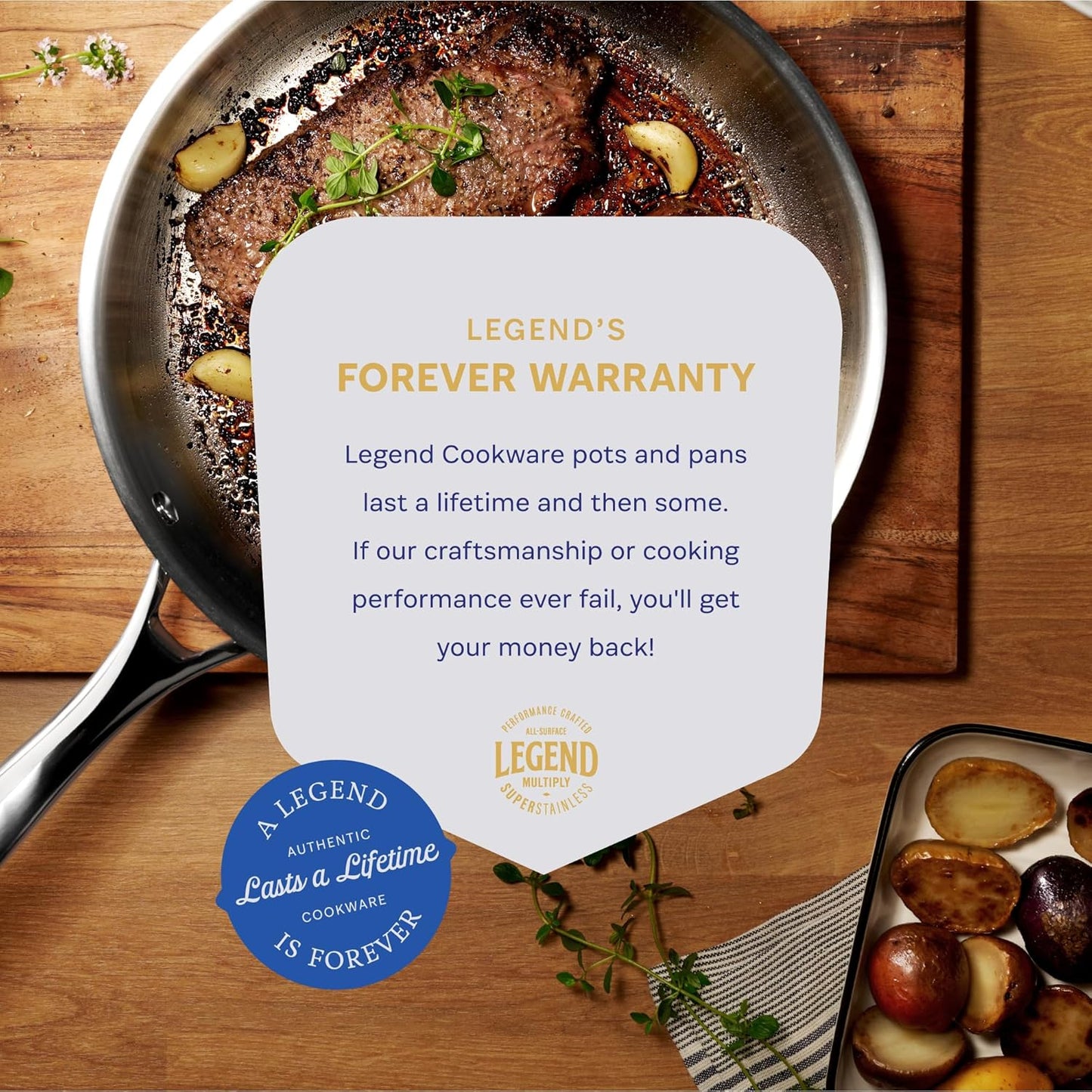LEGEND COOKWARE 5-Ply Stainless Steel Cookware Set, 12-Piece Pots and Pans Set - Induction Compatible, Oven Safe 800°F - Non-Toxic, No Coatings - Built to Last Generations