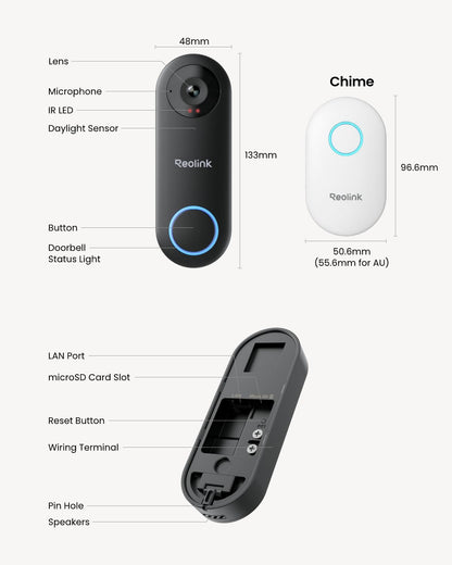 REOLINK Video Doorbell WiFi Camera - 2K Outdoor Security