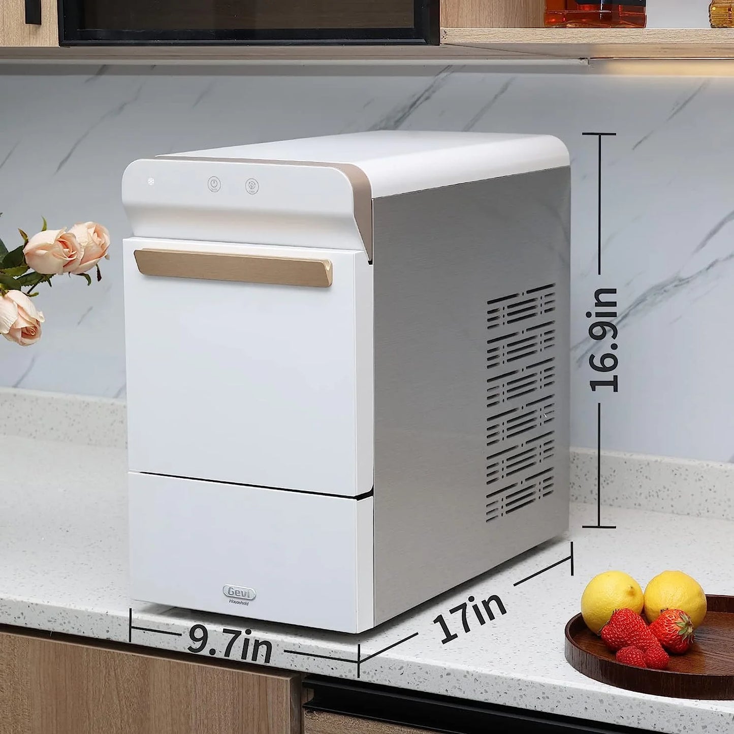 V2.0 Countertop Nugget Ice Maker | Self Cleaning Pellet Ice Maker | Open and Pour Refill | Stainless Steel Housing |