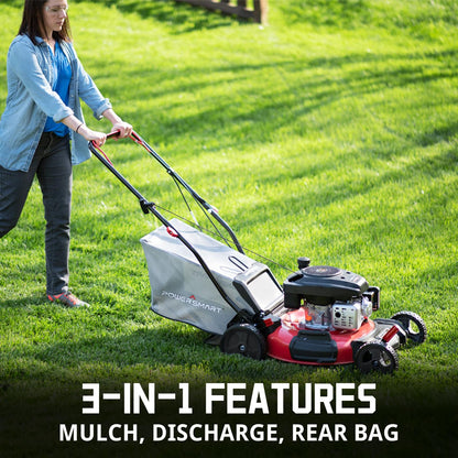 POWERSMART EasyGlide 21-Inch Gas Lawn Mower - 3-in-1 144cc