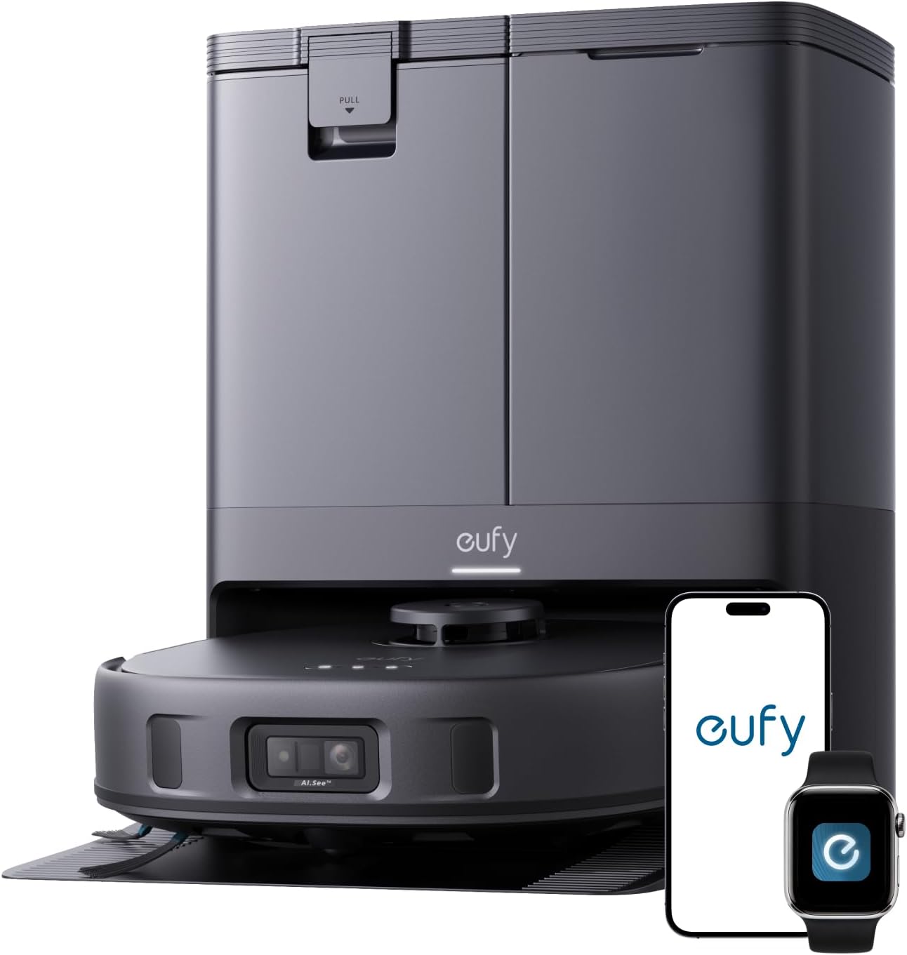 eufy X10 Pro Omni Robot Vacuum and Mop Combo, 8,000 Pa, Dual Mops with 12 mm Auto-Lift and Carpet Detection, AI Obstacle Avoidance, Auto Mop Washing&Drying, Self-Emptying, Self-Refilling