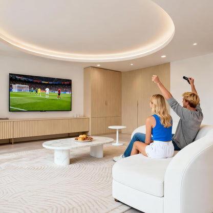 HOME VISION TV Wall Mount Fixed for Most 26-65 Inch Flat/Curved TVs with Max VESA 400X400mm up to 99Lbs Fits 16 Inch Wood Studs, Universal Low Profile Wall Mount TV Bracket, Space Saving HV8401