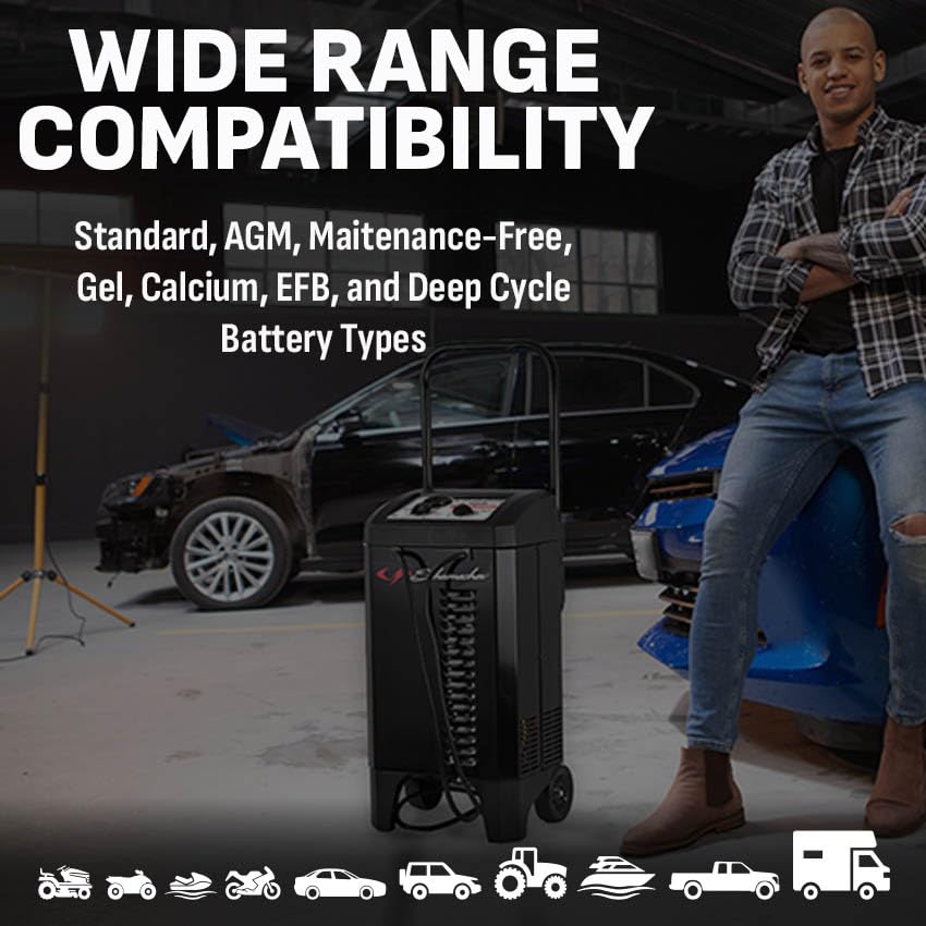 SCHUMACHER ELECTRIC Wheeled Manual 10A Car Battery Charger & Starter
