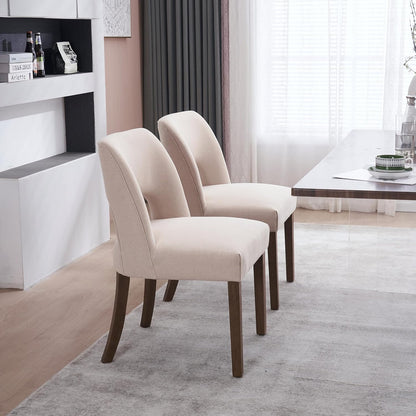VKNOW Wooden Dining Chairs Set of 6, Modern Fabric Upholstered Dining Room Chair Kitchen Chairs, Farmhouse Dinner Chair for Kitchen Dining Room, Beige