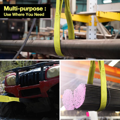 4" x10ft 2-Ply Heavy Duty Lifting Sling Straps 11200 lbs Vertical Nylon Lifting Gear Straps with Flat Eyes, Recovery Tree Saver Strap for Winch, Truck, Towing, Hoisting Off-Road Vehicles