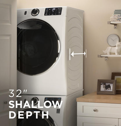 GE 5.0 cu.ft. Smart Front Load Washer in White with Steam, UltraFresh Vent System, and Microban Technology