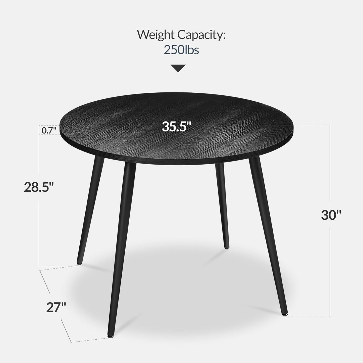 Best Choice Products Round 35.5in Dining Table for 4 w/Sturdy Wood Finish Steel Legs, Mid Century Modern, Space-Saving, Small Space Circle Dinette for Home, Kitchen, Apartment - Black