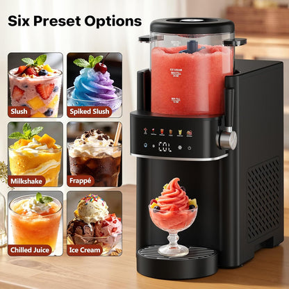 Slushie Machine, Ice Cream Maker, Slushy Machine for Home and Families, No ice needed with Rapid Chill & Temperature Control, Multi-function for Margarita, Frappé, Easy to Clean, Black