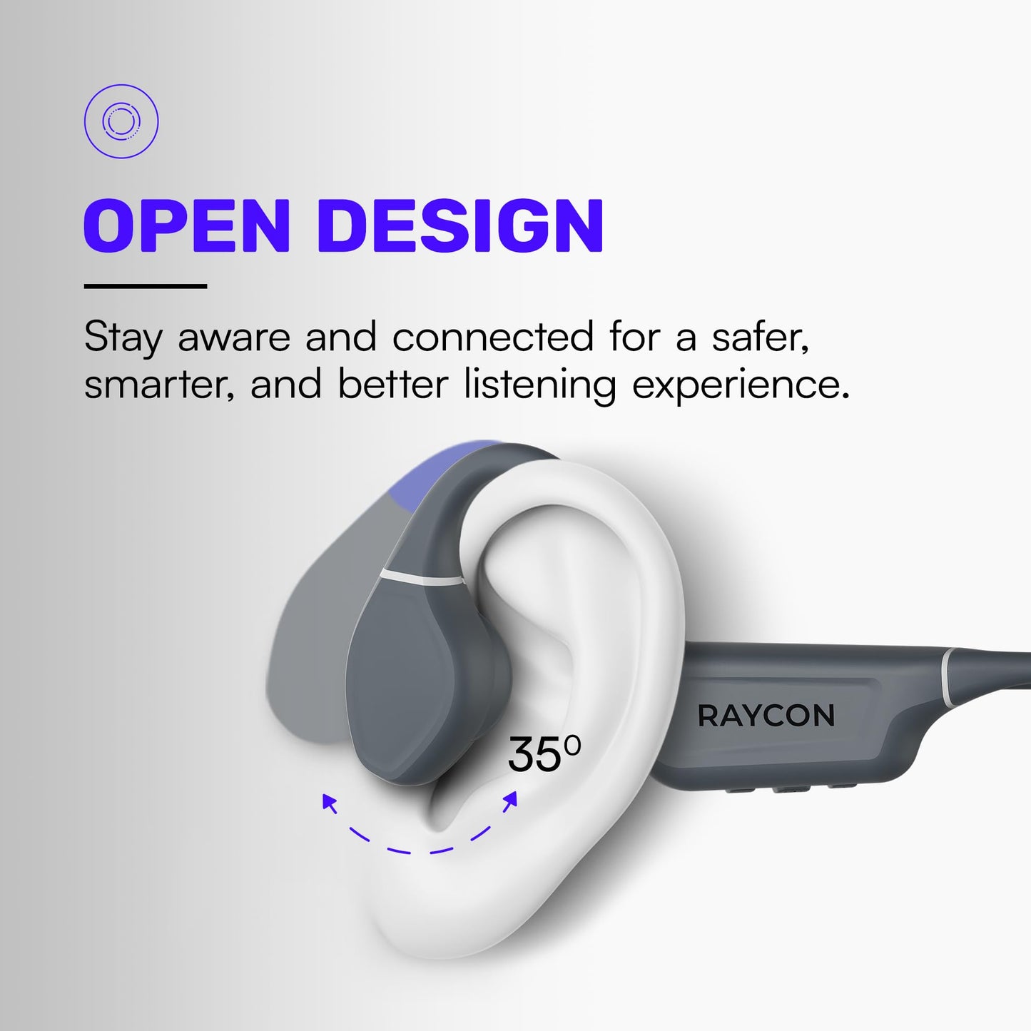 RAYCON Everyday Bone Conduction Bluetooth Headphones - Open Ear
