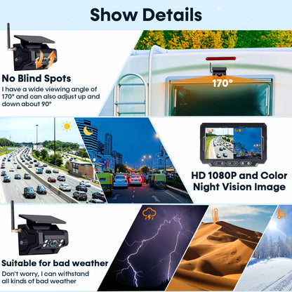 PEMACOM 1080P HD Wireless Backup Camera & 7" Monitor