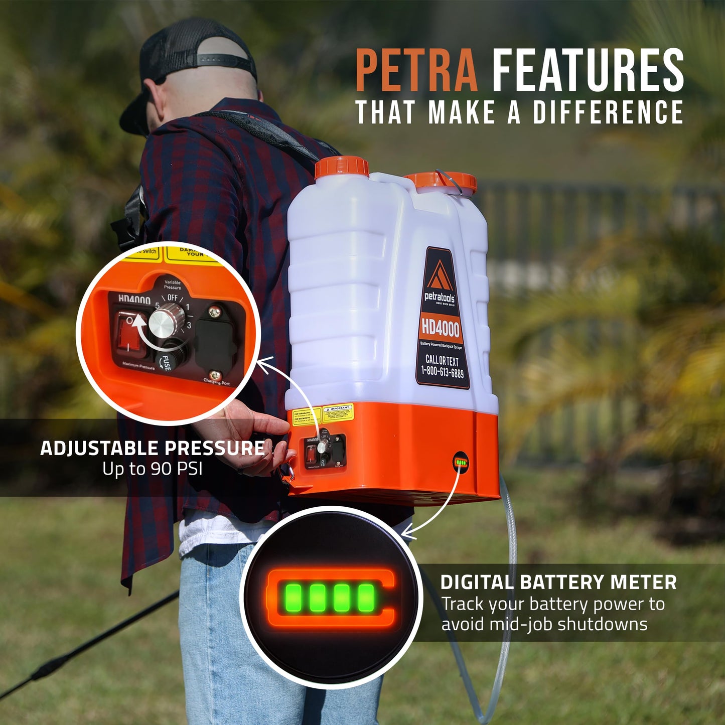 PETRA HD4000 Battery Powered Backpack Sprayer 4 Gallon