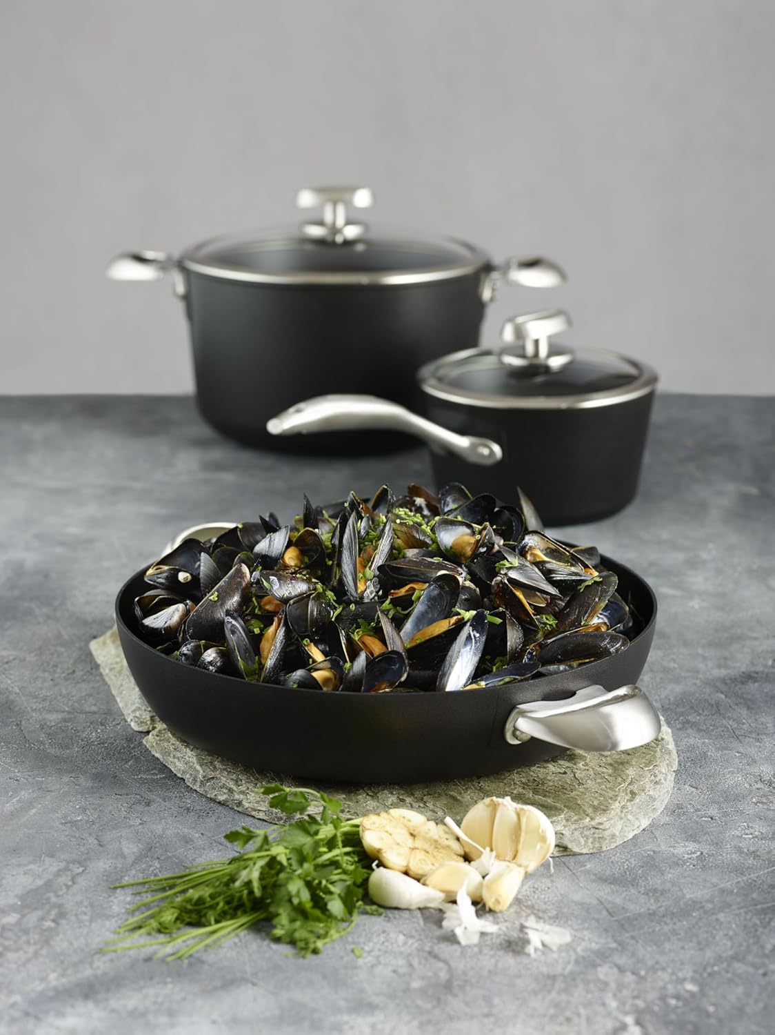 Scanpan Pro IQ 4.25 qt Nonstick Chef Pan with Lid - Compatible with All Cooktops, Induction Ready, Metal Utensil Safe, Oven Safe to 500°F, Dishwasher Safe