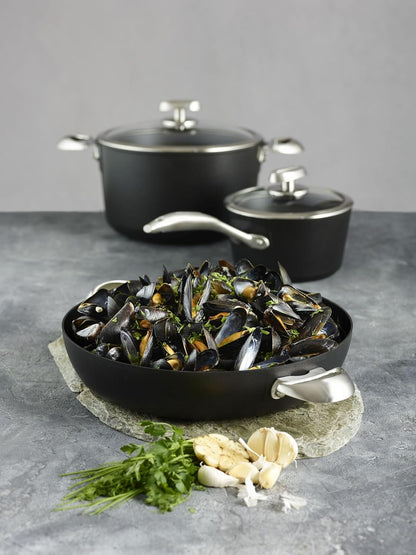 Scanpan Pro IQ 4.25 qt Nonstick Chef Pan with Lid - Compatible with All Cooktops, Induction Ready, Metal Utensil Safe, Oven Safe to 500°F, Dishwasher Safe