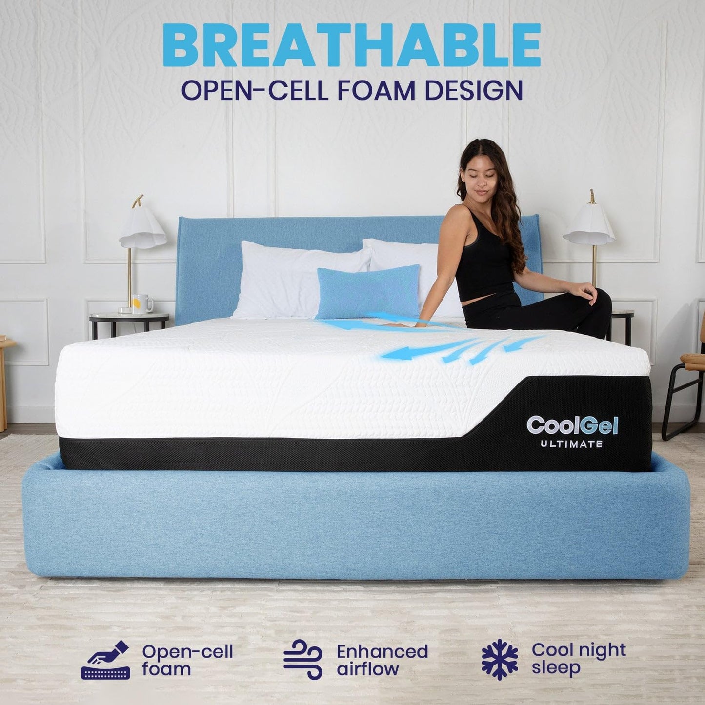 Classic Brands Cool Gel Chill Memory Foam 14-Inch Mattress with 2 BONUS Pillows |CertiPUR-US Certified |Bed-in-a-Box, Queen