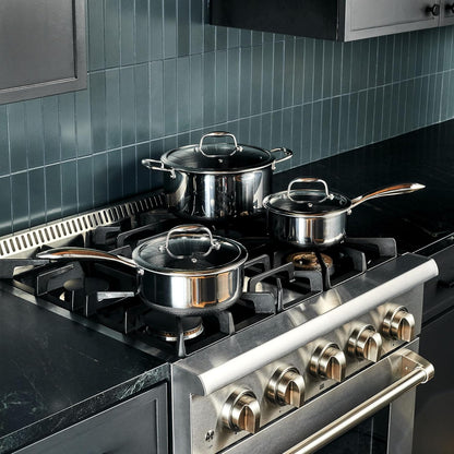 HexClad Hybrid Nonstick 14-Piece Cookware Set, 8", 10", and 12" Pans with Lids, 2, 3, and 8Qt Pots with Lids, and 2 Silicone Trivets, Stay-Cool Handles, Dishwasher and Oven-Safe, Induction Ready
