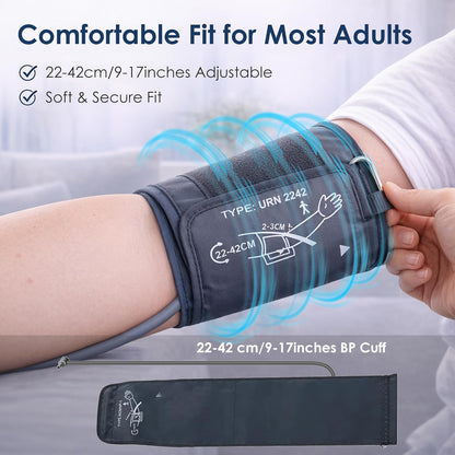 Blood Pressure Monitors for Home Use Upper Arm, Automatic Accurate BP Cuff 9"-17" with 4" LCD Screen, 2 x 90 Memory & HR Detection, Digital BP Machine with USB Cable 4 AAA Batteries & Storage Bag