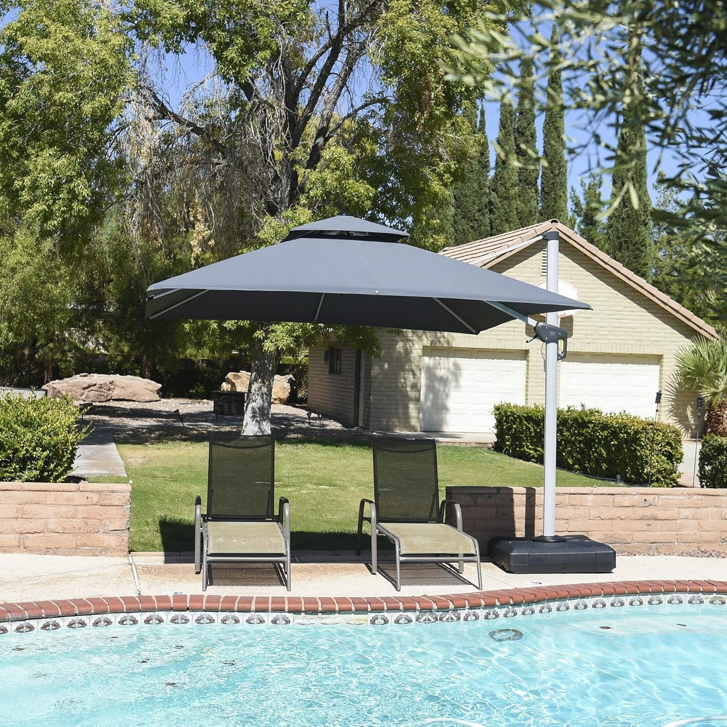 PURPLE LEAF 10ft Patio Umbrella Outdoor Square Umbrella Large Cantilever Umbrella Windproof Offset Heavy Duty Sun for Garden Deck Pool Patio, Grey