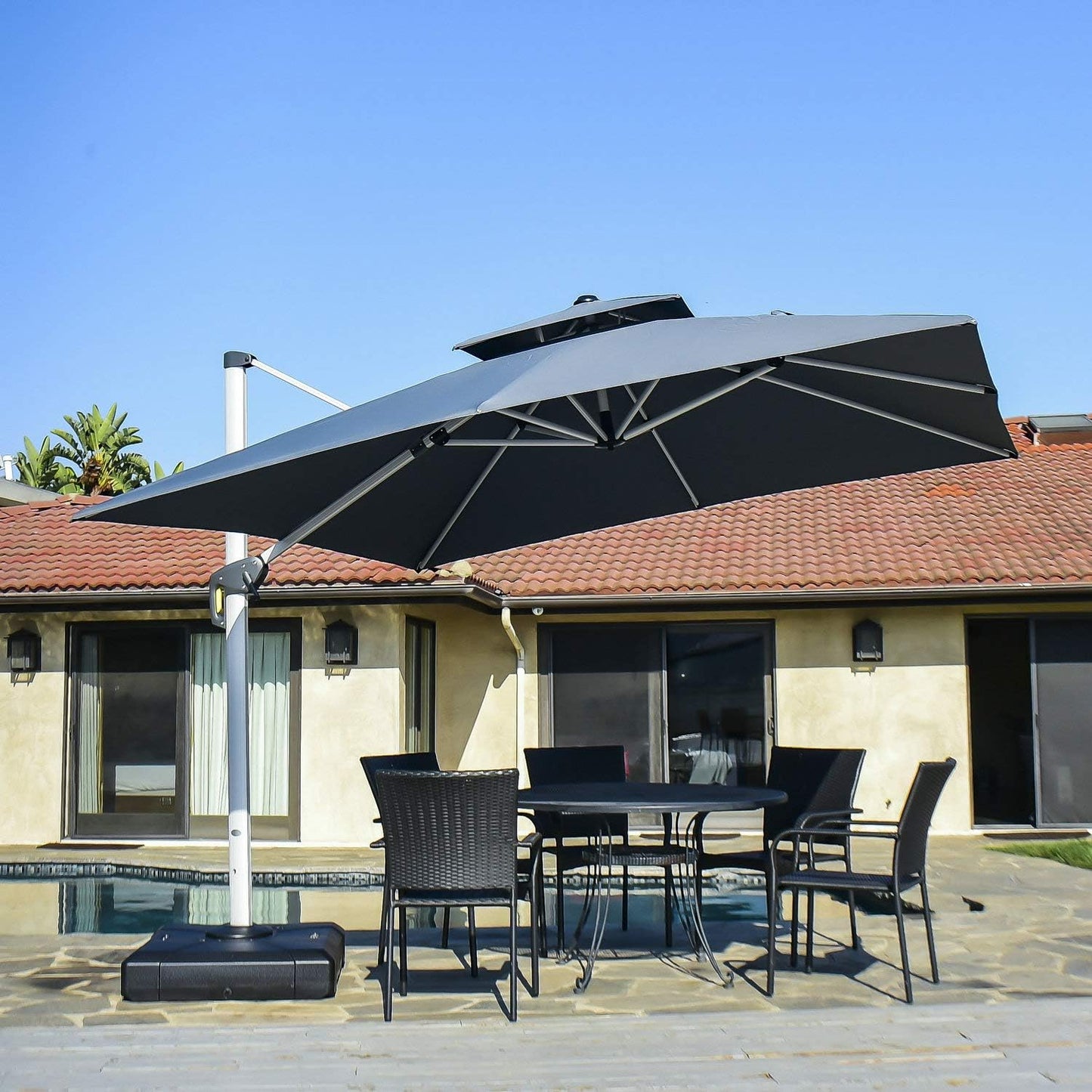 PURPLE LEAF 10ft Patio Umbrella Outdoor Square Umbrella Large Cantilever Umbrella Windproof Offset Heavy Duty Sun for Garden Deck Pool Patio, Grey