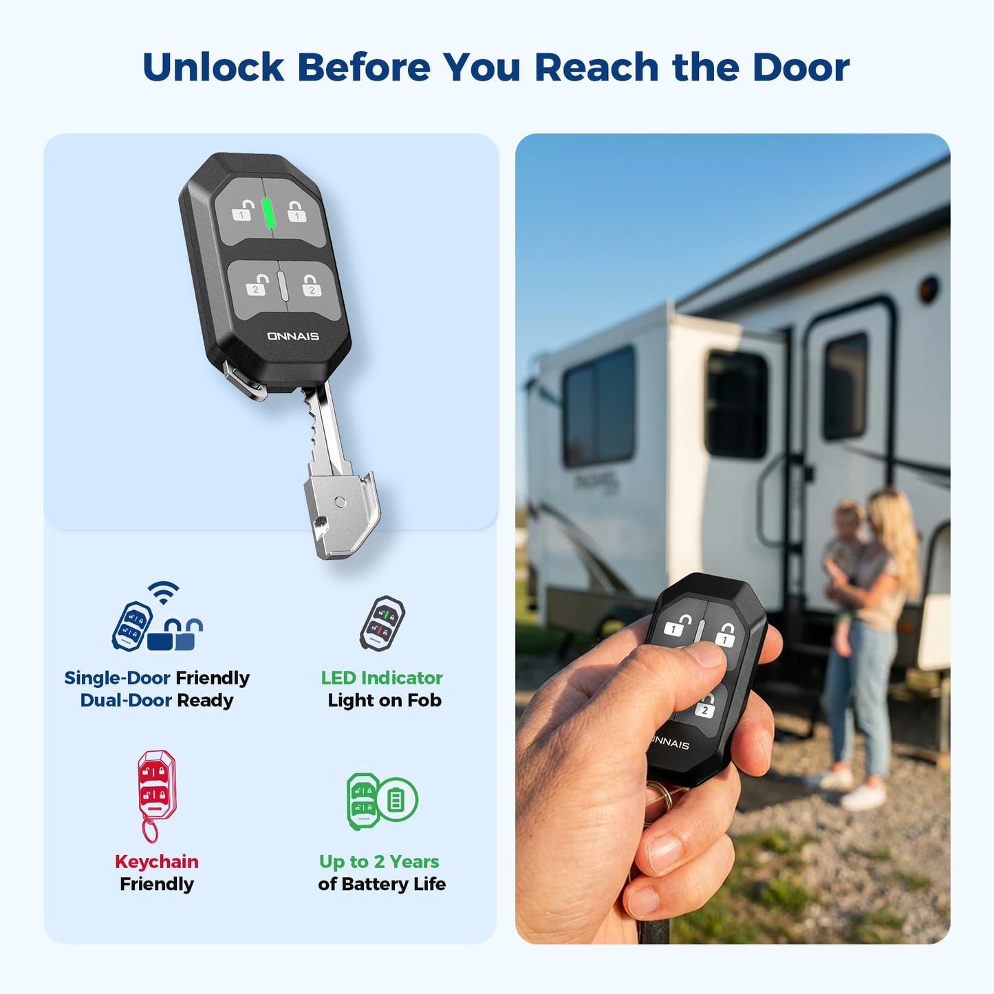 ONNAIS RV Door Lock Replacement - Keyless Entry with Remote