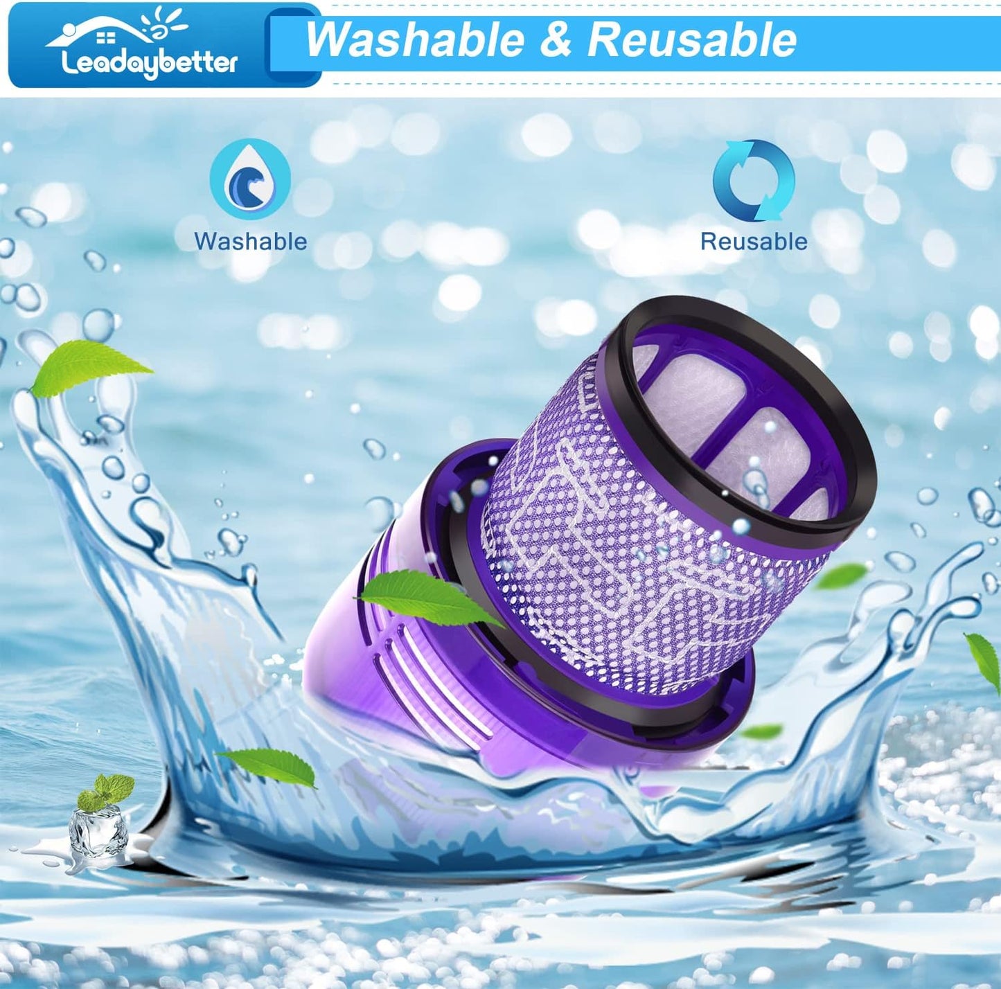Leadaybetter Filter Replacement Compatible with Dyson V11 V15 SV14 SV15 SV17 SV28 Animal Extra Torque Drive Complete, SV22 SV47 Detect Submarine Vacuum, Compare to Part 970013-02