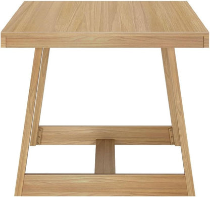 Plank+Beam 72 Inch Farmhouse Dining Table,Solid Wood Rustic Kitchen Table, for Dining Room, Home Office, Living Room Furniture, Easy Assembly, Blonde Wirebrush