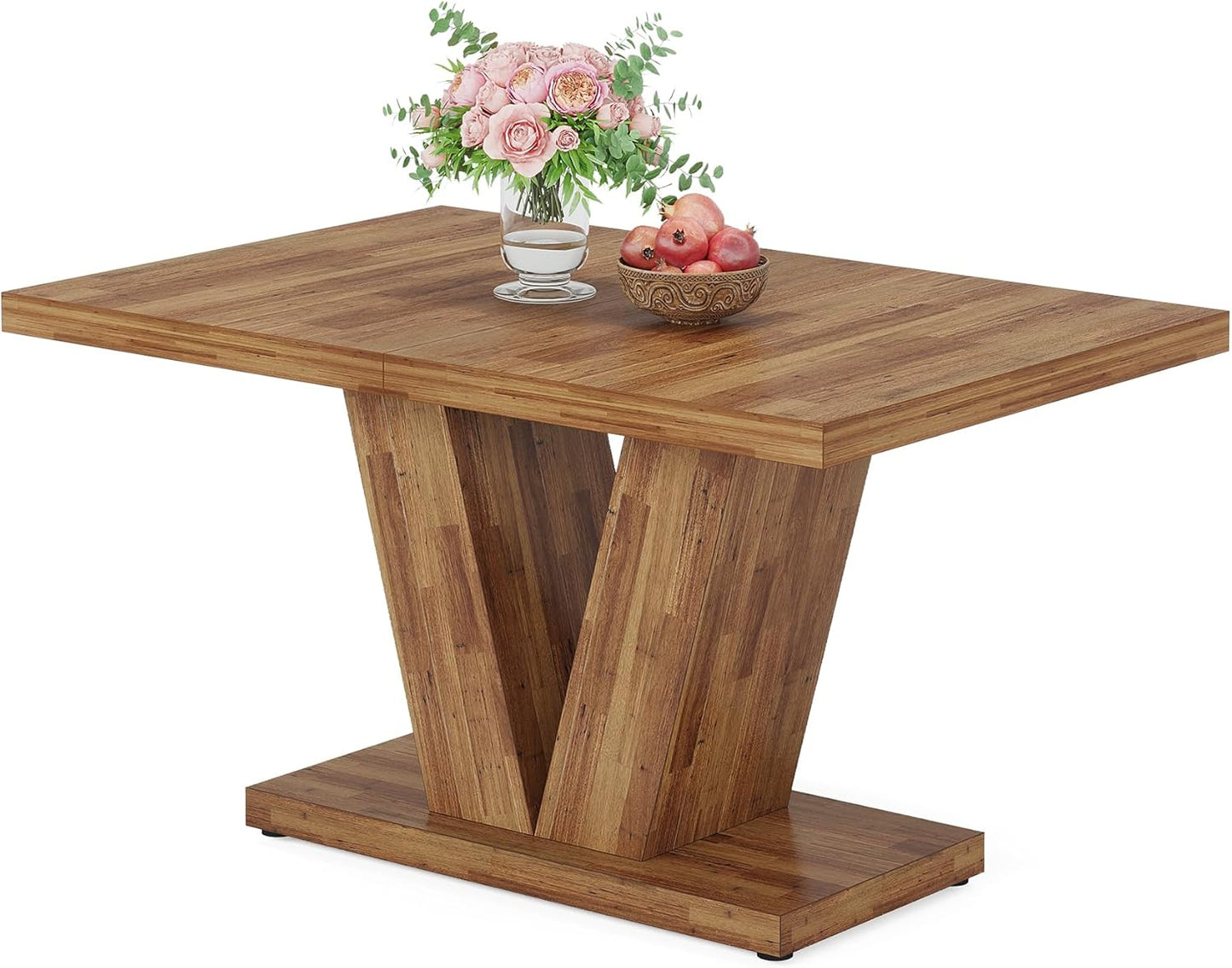 Tribesigns 47-Inch Dining Table for 4, Walnut Brown Kitchen Dinner Table with Heavy Duty Pedestal, Farmhouse Wooden Eating Table for Home, Dining Room, Small Space