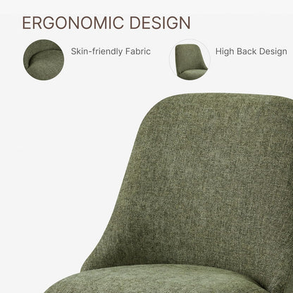 KISLOT Swivel Dining Chairs Set of 4, Upholstered Mid Century Modern Deskchair with High Back, Linen Fabric Kitchen Chairs for Dining Room, Bedroom, Dressing Room, Green