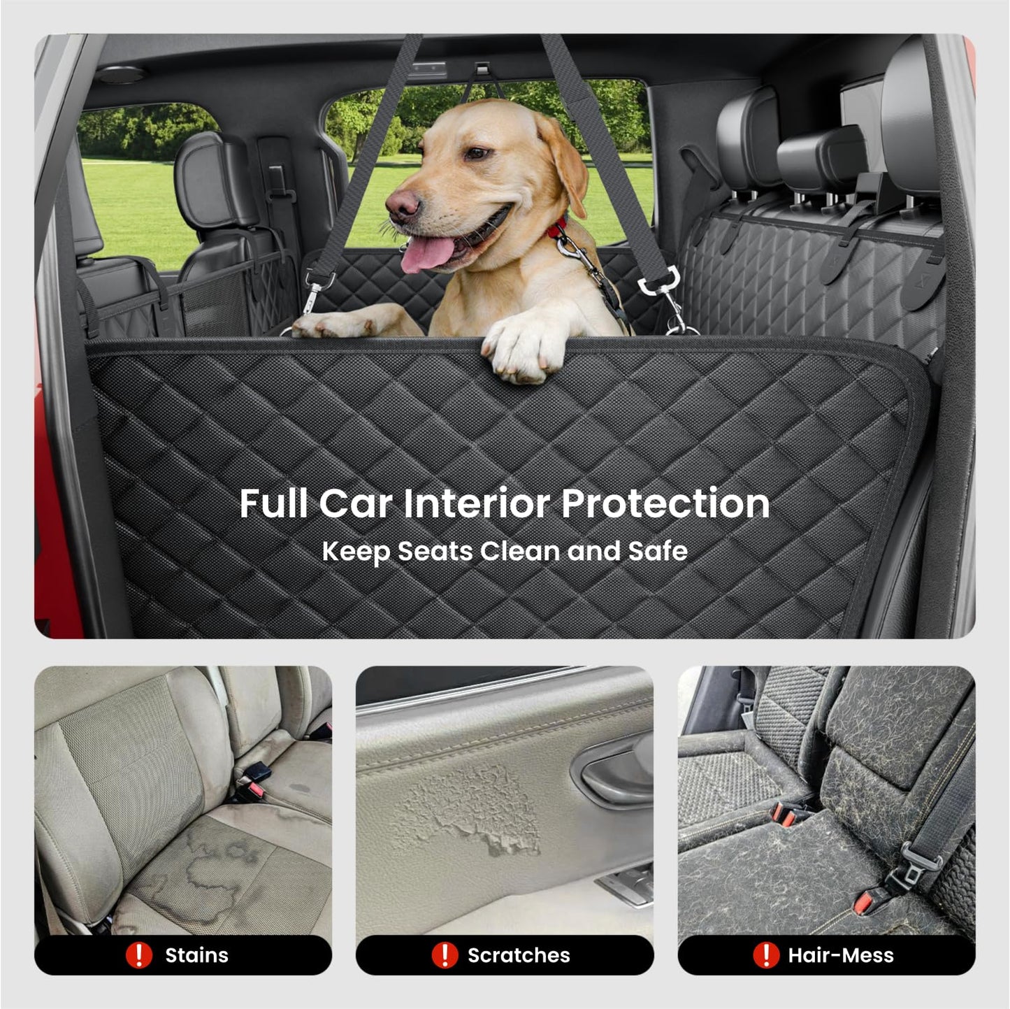 REEVAA Dog Truck Seat Cover - Waterproof Hammock for Large Dogs