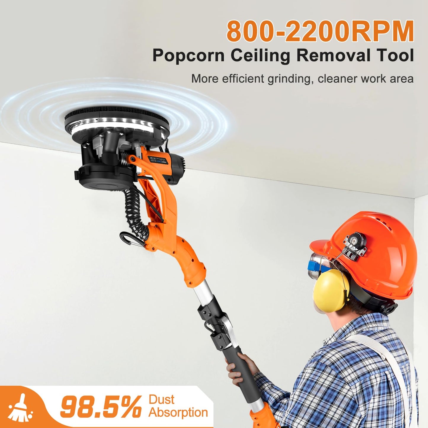 PROTMEX Drywall Sander 1000W with Vacuum & LED Light