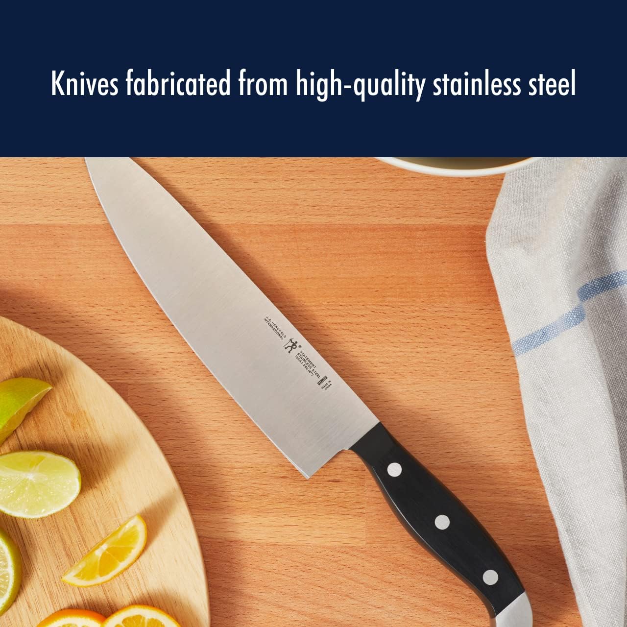HENCKELS Statement Razor-Sharp 20-Piece Knife Set, Chef, Bread, German Engineered Knife Informed by over 100 Years of Mastery, Brown Block