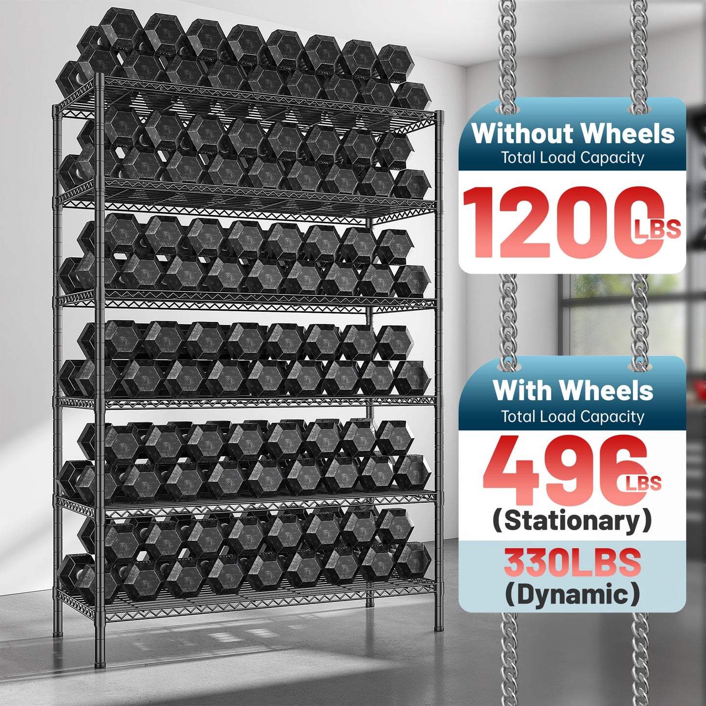 ROMORGNIZ 82" Adjustable Metal Storage Shelves with Wheels
