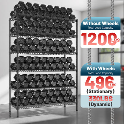 ROMORGNIZ 82" Adjustable Metal Storage Shelves with Wheels