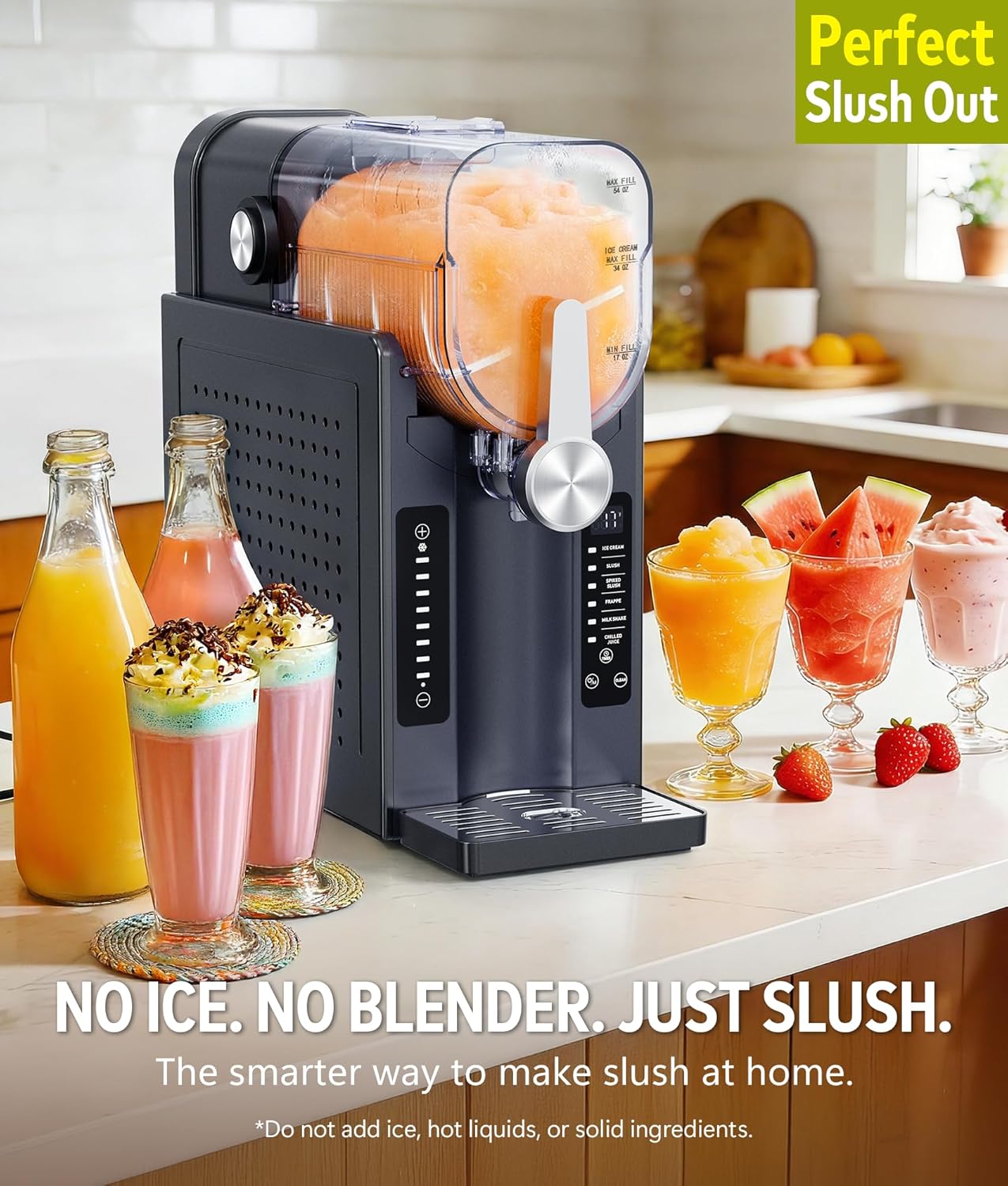 BKPPM Slushie Machine: No Ice Needed Slushy Machine for Home, 6 Preset, Real-Time Temp Display, Auto-Clean | Frozen Margaritas, Cocktails, Frappés, Ice Cream, Smoothies, Milkshakes,Summer Parties