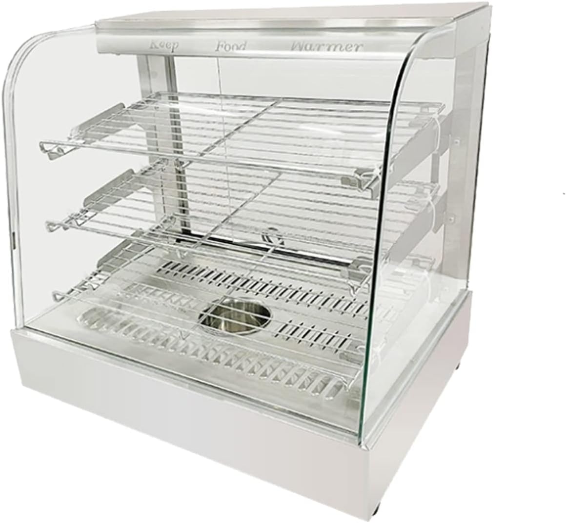 Countertop 26" Food Warmer Display Case 3 Shelf Hot Warming Showcase with Back Sliding Door and Water Tray,Black (26"(Silver))