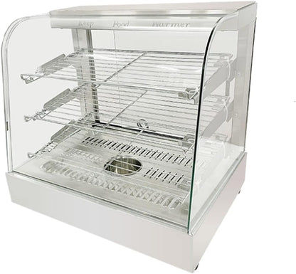 Countertop 26" Food Warmer Display Case 3 Shelf Hot Warming Showcase with Back Sliding Door and Water Tray,Black (26"(Silver))
