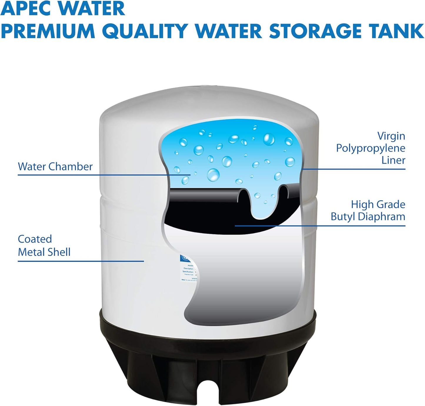 APEC Water Systems RO-90 Ultimate Series Top Tier Supreme Certified High Output 90 GPD & TANK-14 14 Gallon Pre-pressurized Reverse Osmosis Water Storage Tank