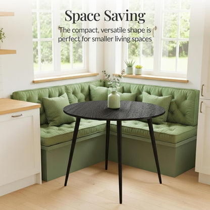 Best Choice Products Round 35.5in Dining Table for 4 w/Sturdy Wood Finish Steel Legs, Mid Century Modern, Space-Saving, Small Space Circle Dinette for Home, Kitchen, Apartment - Black