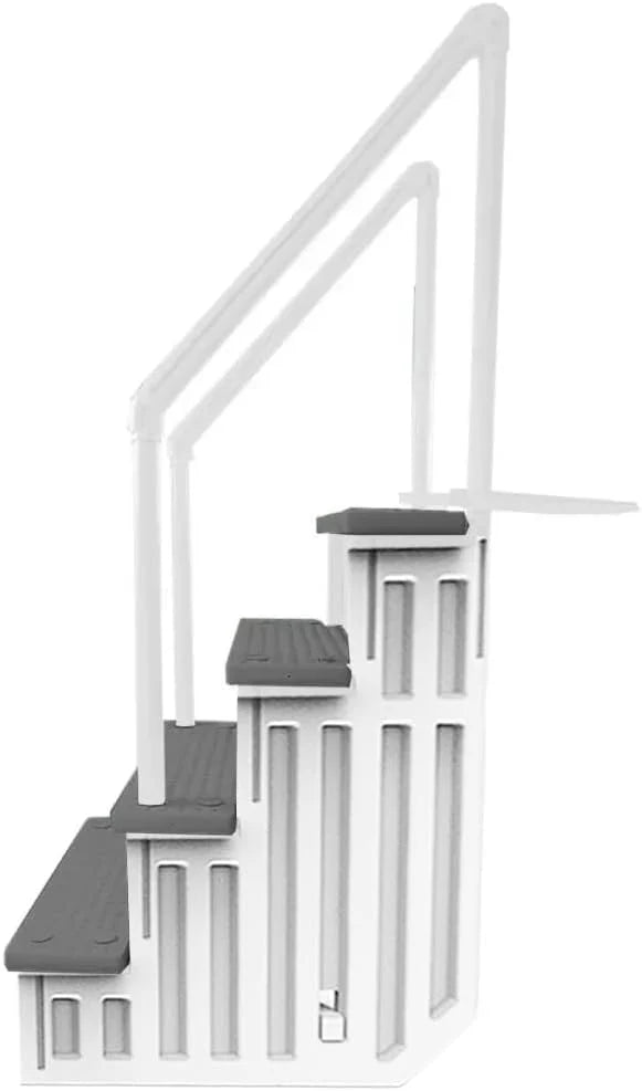 Select Anti-Slip in-Pool Steps | Gray | for Above Ground Swimming Pools | Can Mount to Decks 48" to 54" H | Safety Stairs Capacity Up to 300 lbs