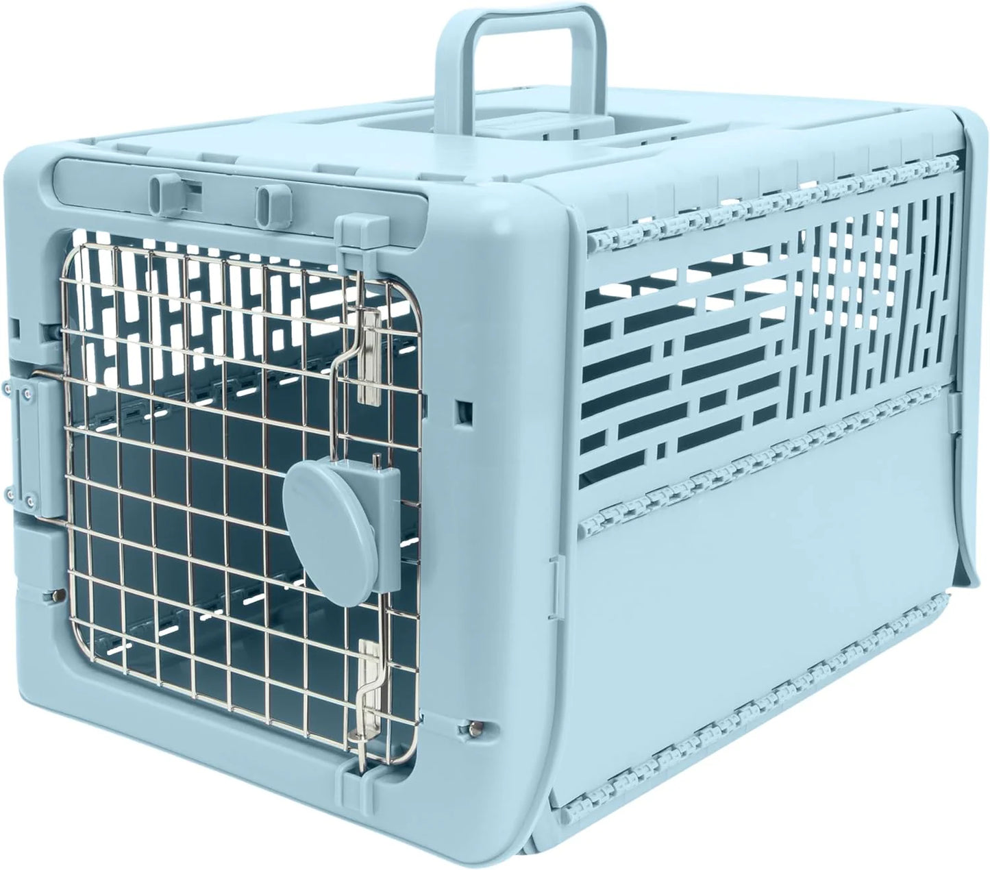 SportPet Designs Plastic Kennels Rolling Plastic Airline Approved Wire Door Travel Dog Crate, XXX-Large, Gray
